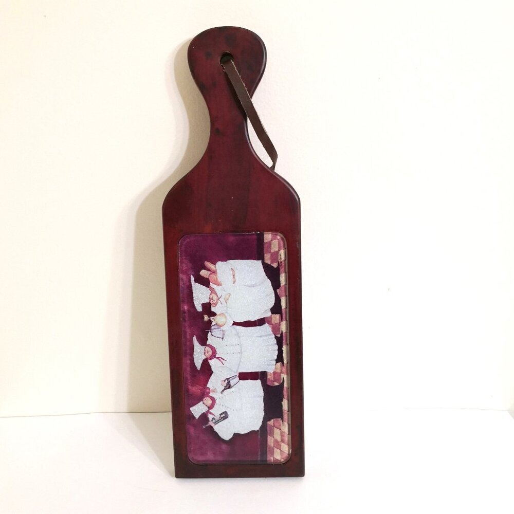 Chefs Wood/Glass Cheese Platter/Cutting Board 16" x 4‎ 3/4" x 3/4"